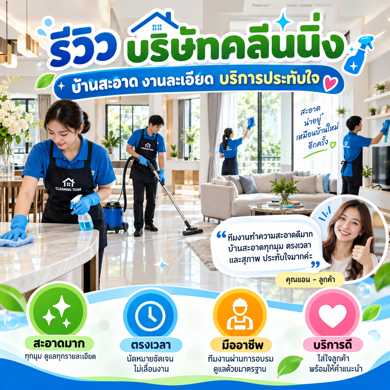 รีวิวบริษัทคลีนนิ่ง จากคุณวิภาวดี ส.