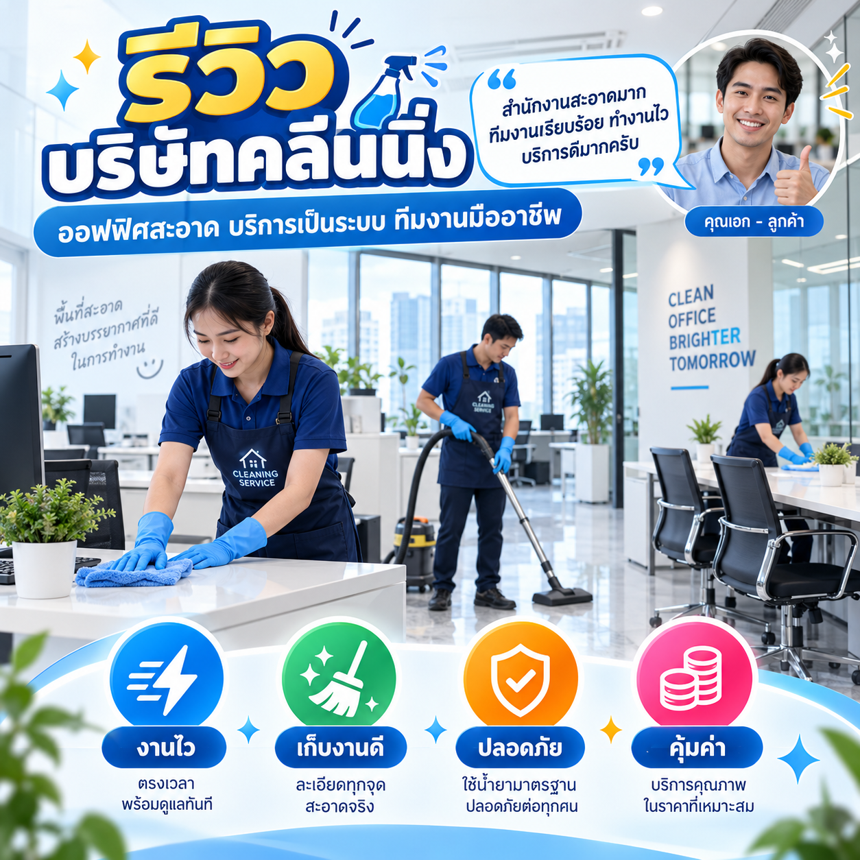 รีวิวบริษัทคลีนนิ่ง จากคุณธนพล ก.