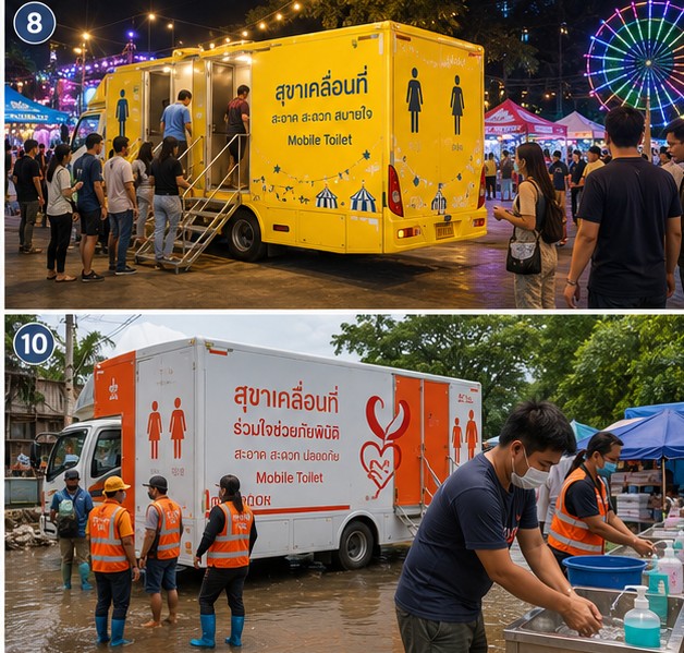 รถห้องน้ำ 4 ห้อง - เช่ารถห้องน้ำเคลื่อนที่