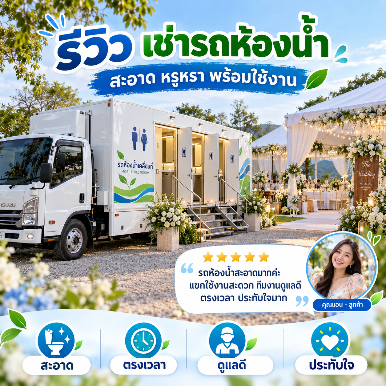 รีวิวลูกค้าเช่ารถห้องน้ำเคลื่อนที่ - งานบวชลูกชาย
