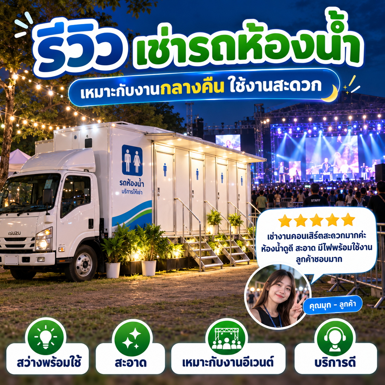 รีวิวลูกค้าเช่ารถห้องน้ำเคลื่อนที่ - ผู้รับเหมาก่อสร้าง