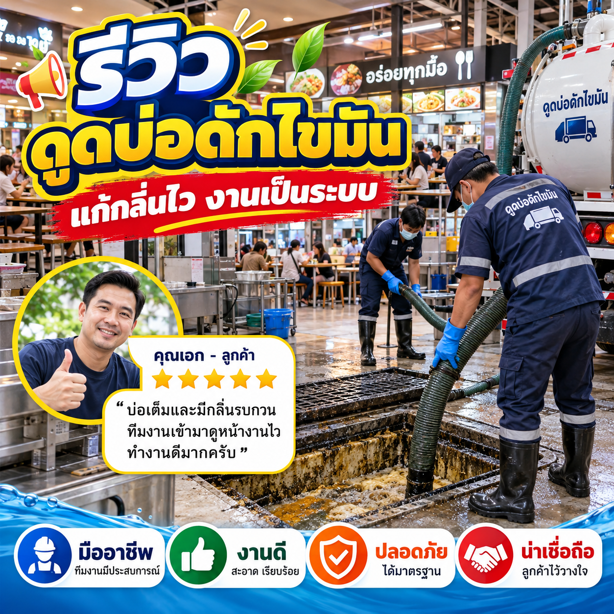 รีวิวลูกค้าสูบส้วม ดูดบ่อดักไขมัน ล้างบ่อบำบัด แก้ท่อตัน ภาพที่ 3