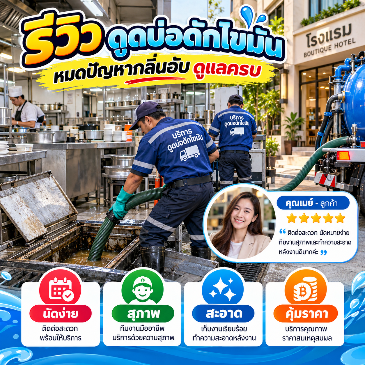 รีวิวลูกค้าสูบส้วม ดูดบ่อดักไขมัน ล้างบ่อบำบัด แก้ท่อตัน ภาพที่ 4