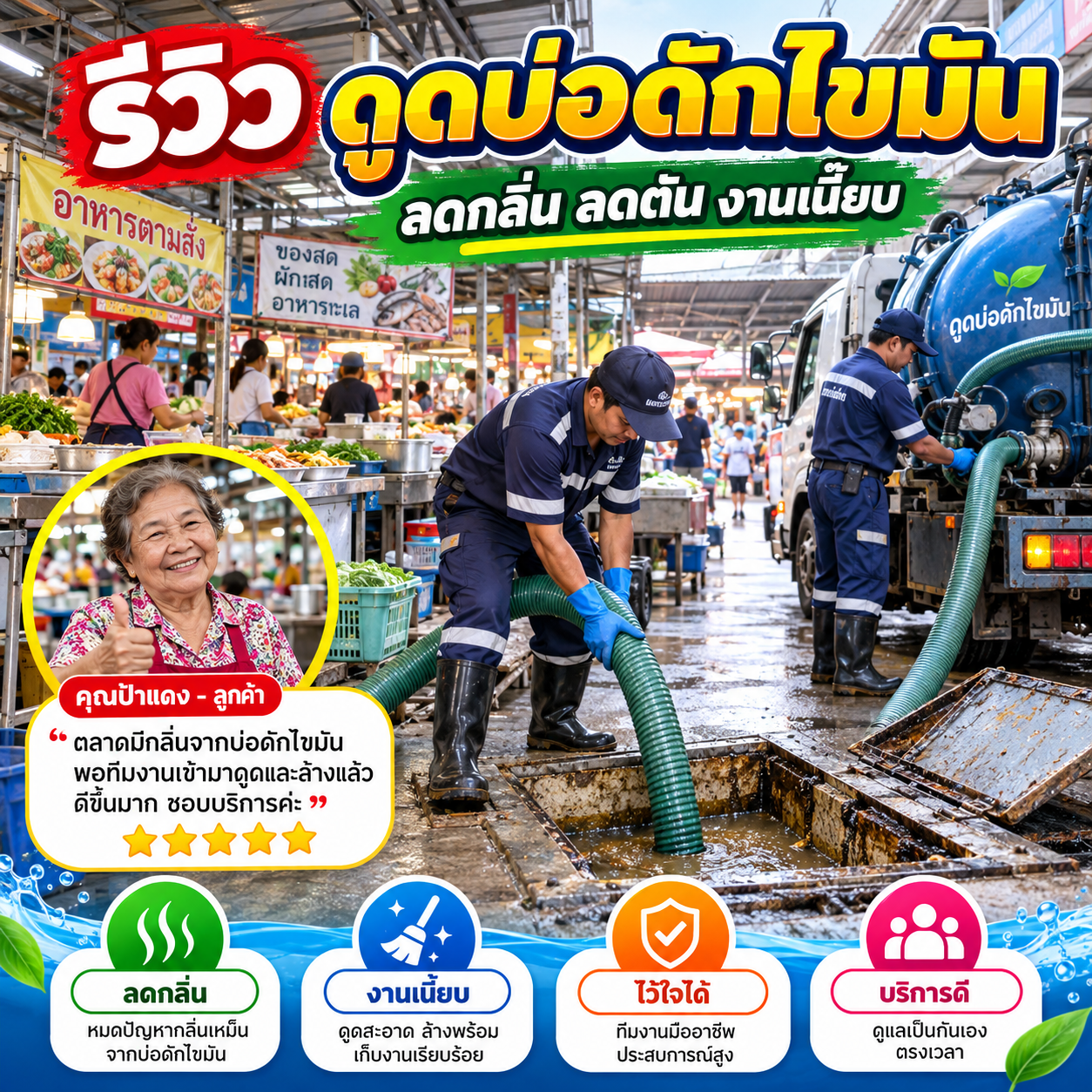 รีวิวลูกค้าสูบส้วม ดูดบ่อดักไขมัน ล้างบ่อบำบัด แก้ท่อตัน ภาพที่ 6