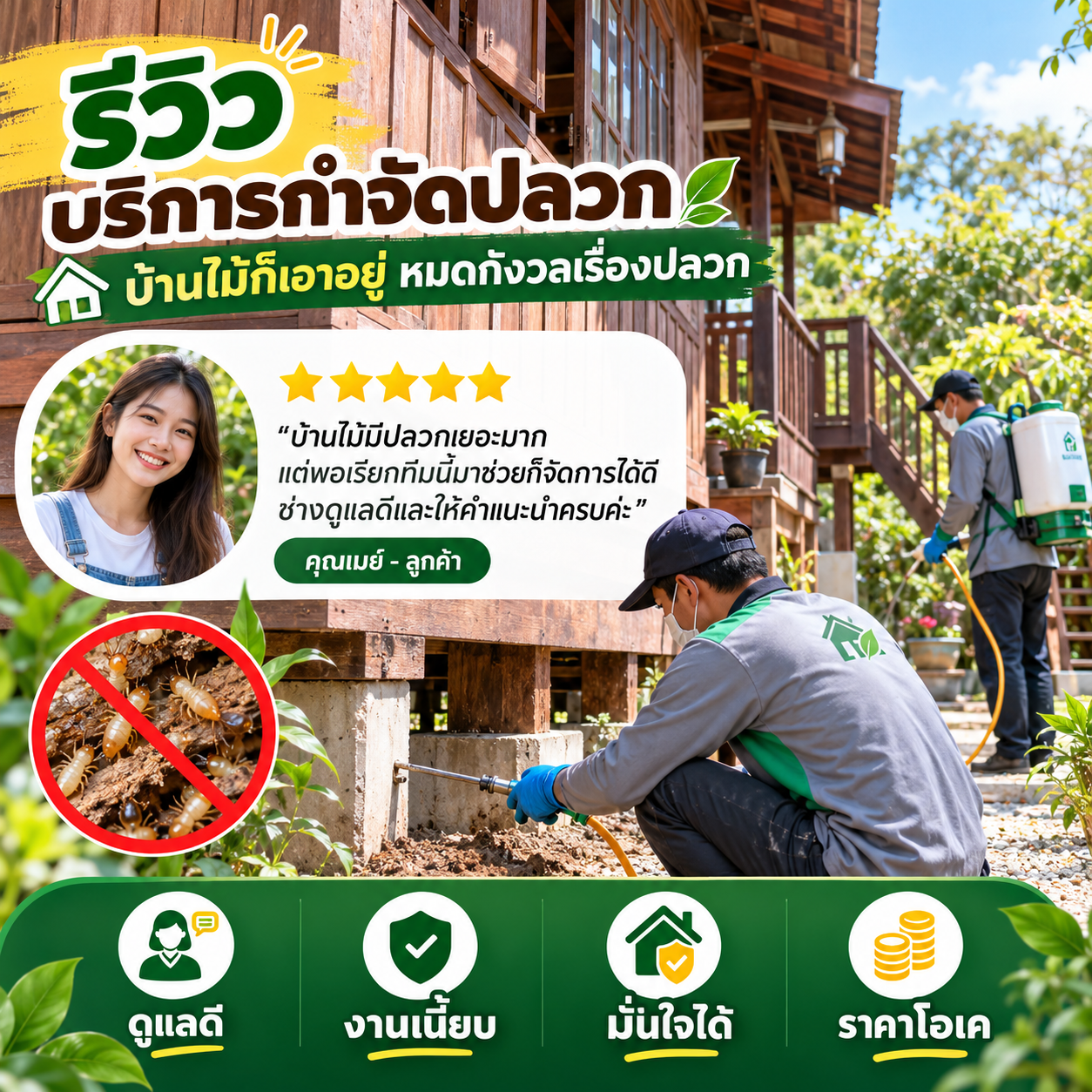 รีวิวบริการกำจัดปลวก – ตรวจเช็คปลวกประจำปี