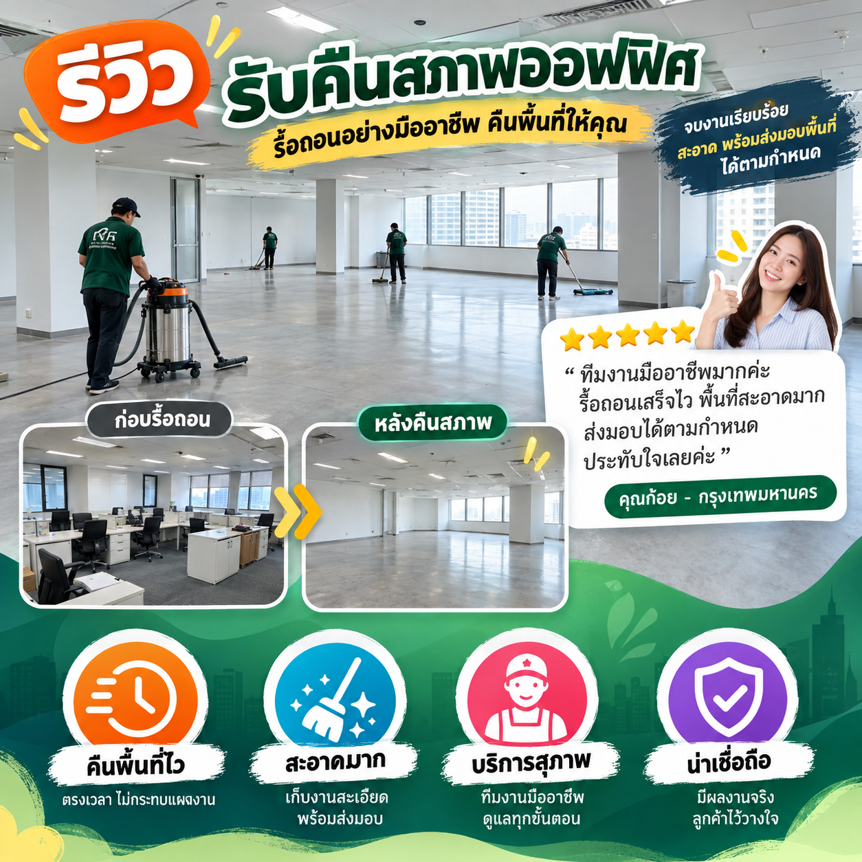 ลูกค้าที่ใช้บริการรับคืนสภาพพื้นที่