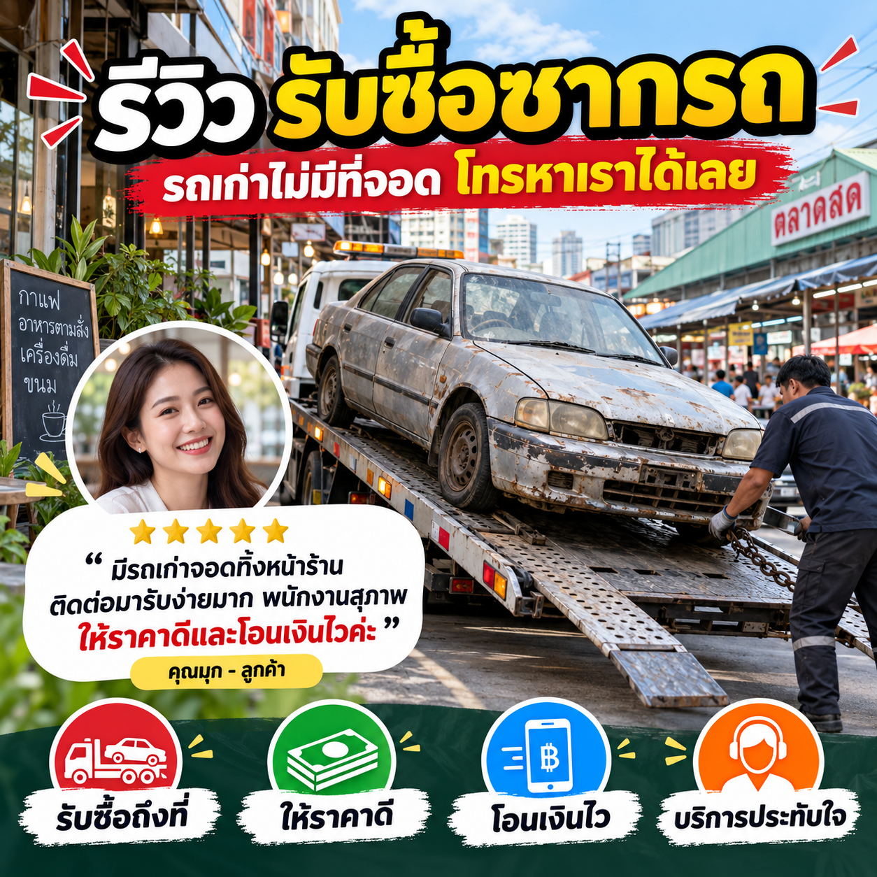 รีวิวลูกค้า คุณกิตติพงษ์ ร. รับซื้อซากรถยนต์ทุกรุ่น