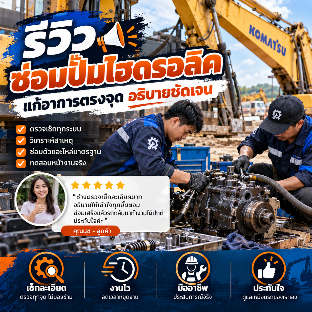 รีวิวซ่อมไฮดรอลิคครบวงจร จากคุณวิภาวรรณ ก.