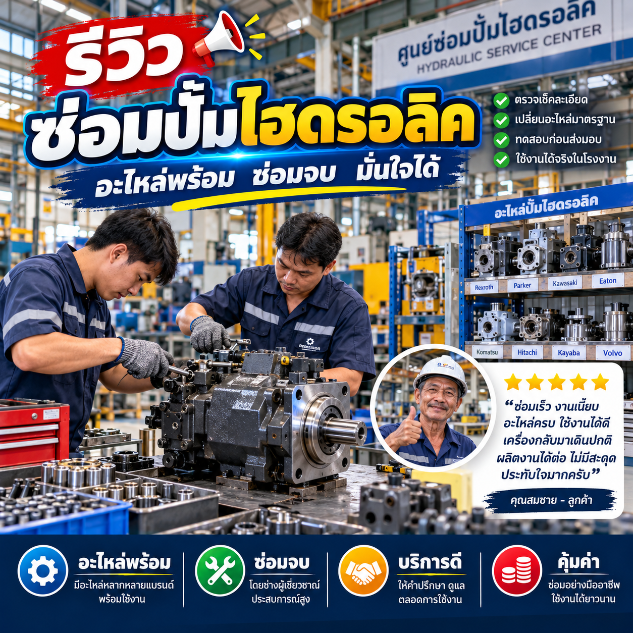 รีวิวซ่อมไฮดรอลิคครบวงจร จากคุณอนุชา ร.