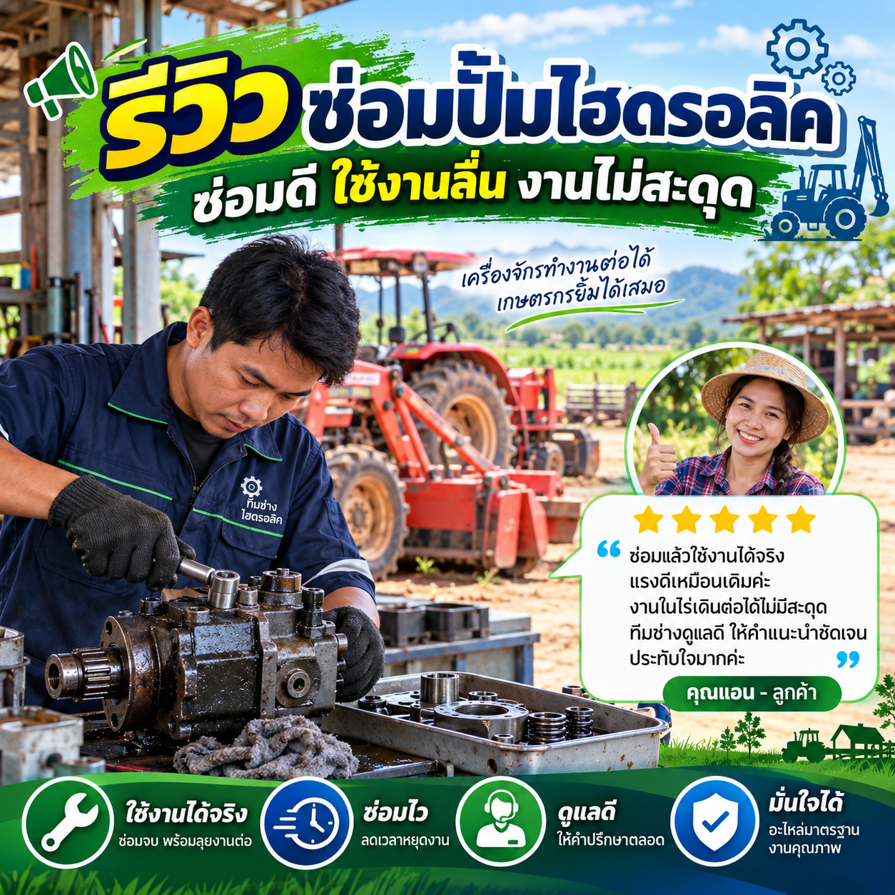 รีวิวซ่อมไฮดรอลิคครบวงจร จากคุณประเสริฐ ม.