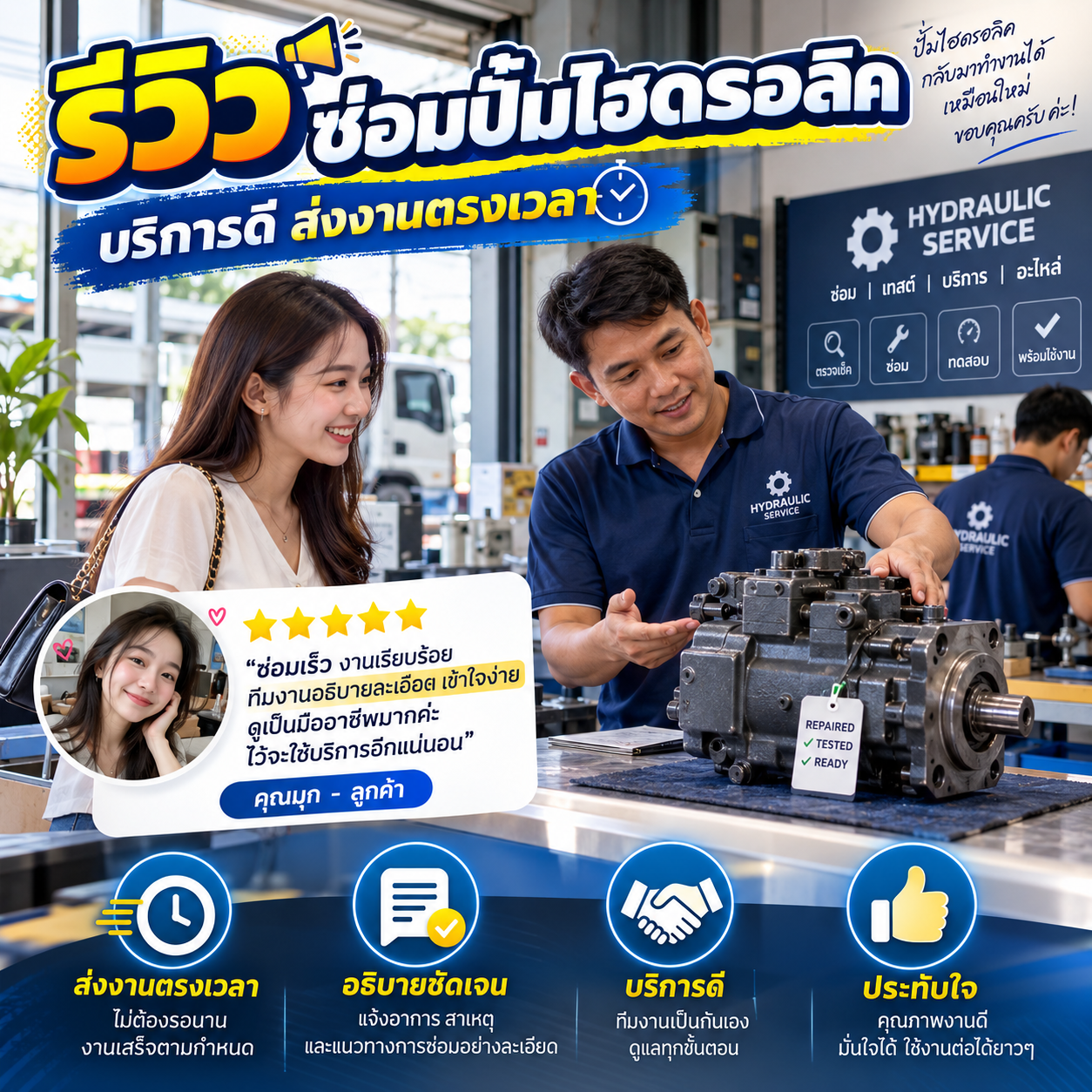 รีวิวซ่อมไฮดรอลิคครบวงจร จากคุณธนกร ส.