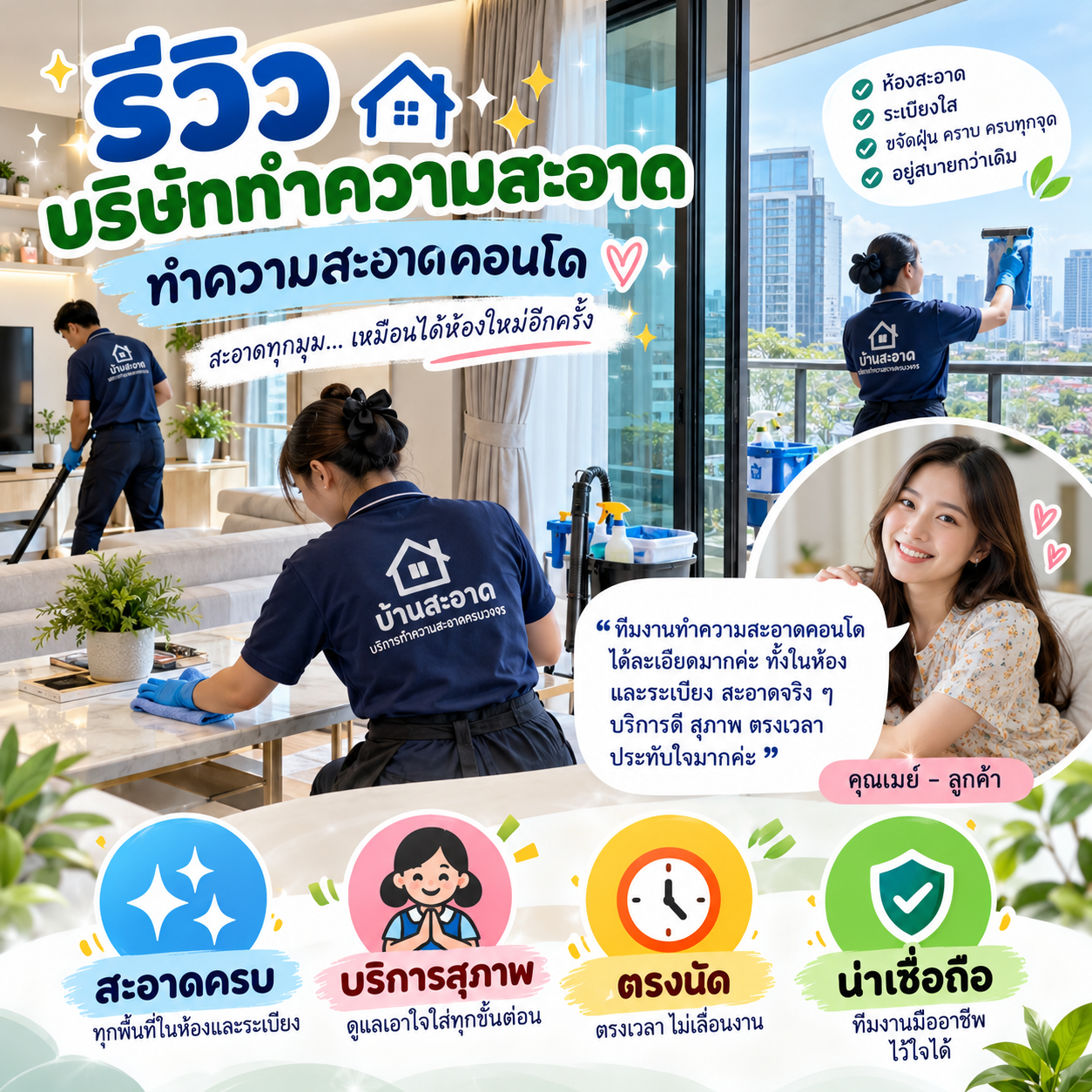 รีวิวลูกค้า บริษัททำความสะอาด