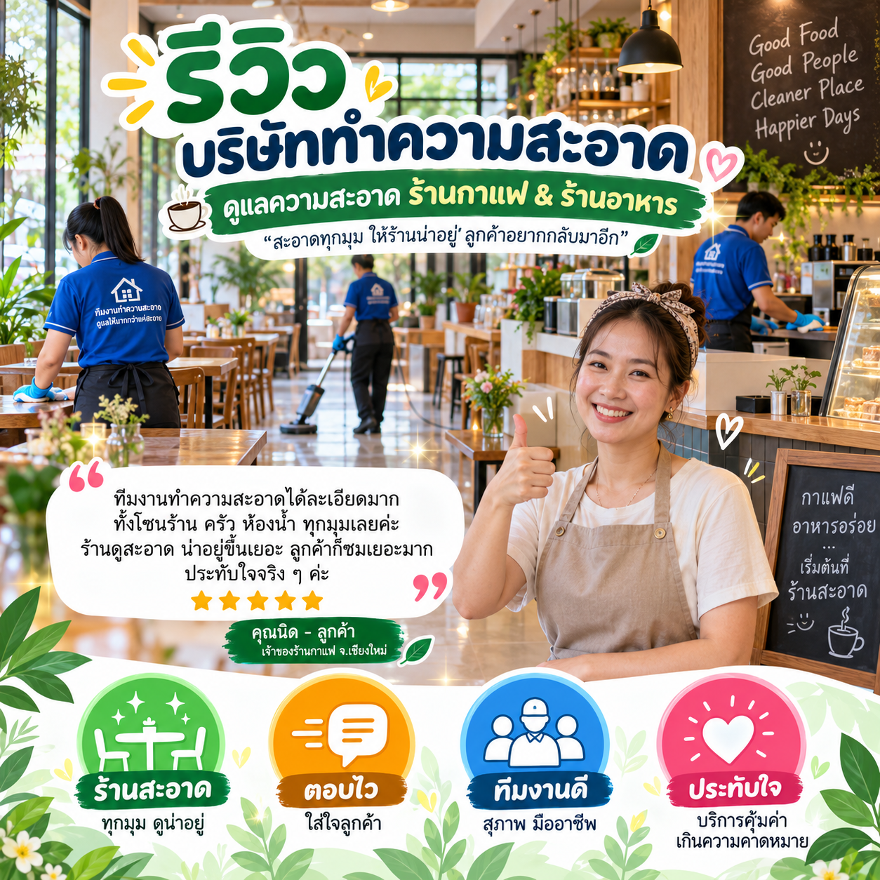 รีวิวลูกค้า บริษัททำความสะอาด