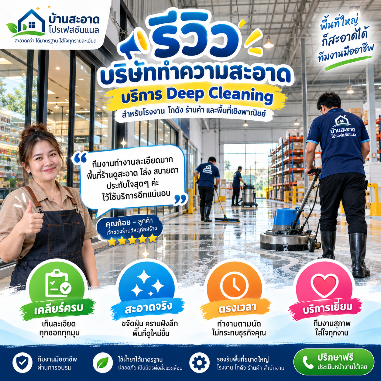 รีวิวลูกค้า บริษัททำความสะอาด